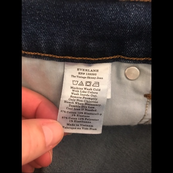 EVERLANE The Vintage Skinny Jean Denim Rae Hem Ankle Crop Dark Wash Button Front - Picture 7 of 9